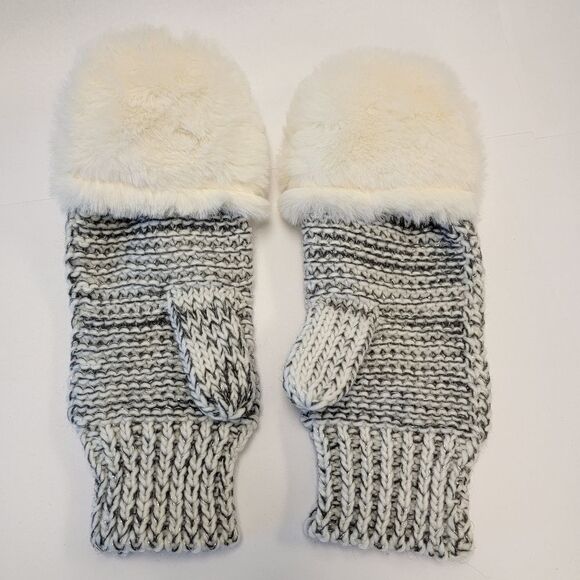 Totes Womens Finger Fingerless Mitten Gloves Adjustable Gray White One Size O/S - Picture 4 of 7